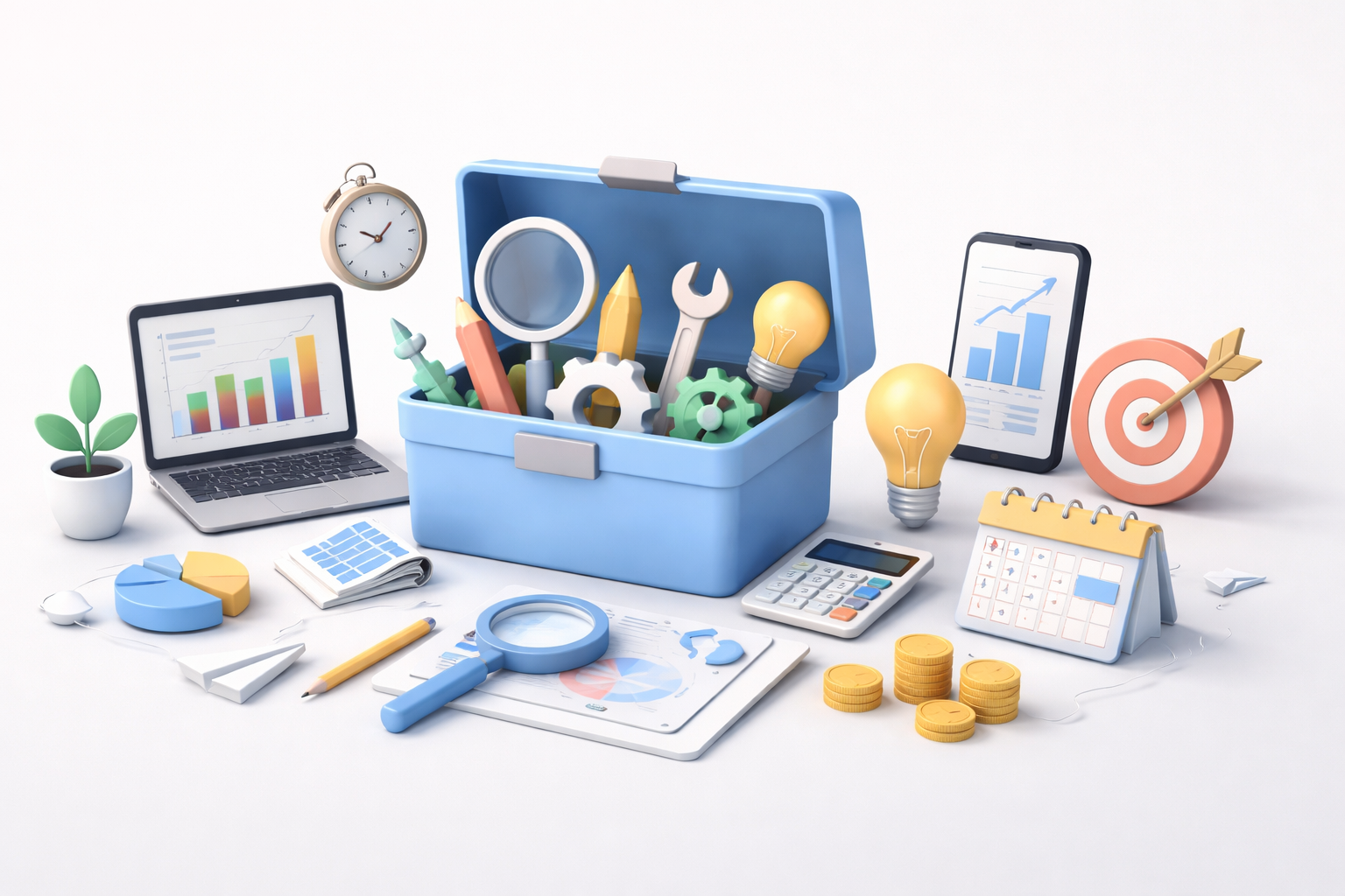 Illustration showing emerging SaaS tools and underrated business software used by modern teams to improve productivity and workflows