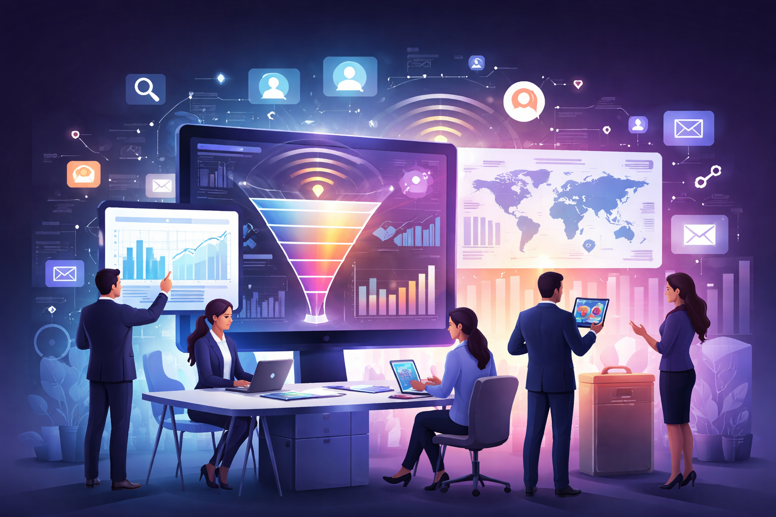 Dashboard showcasing real-time buyer intent signals and integrated marketing data for B2B decision-making