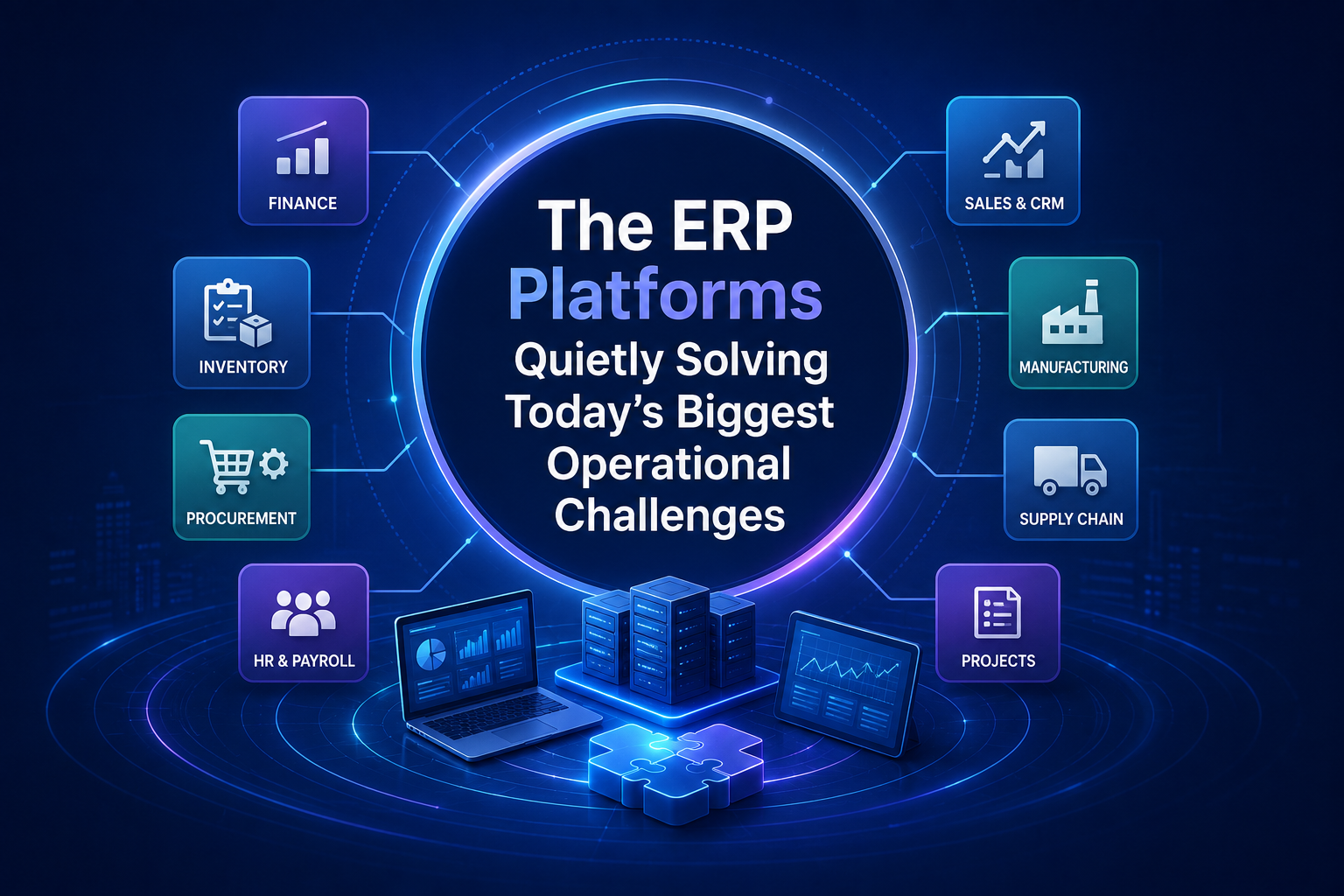 Modern ERP platform connecting business operations.