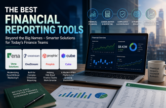 Modern finance dashboard featuring financial reporting tools, analytics, AI insights, and business planning.
