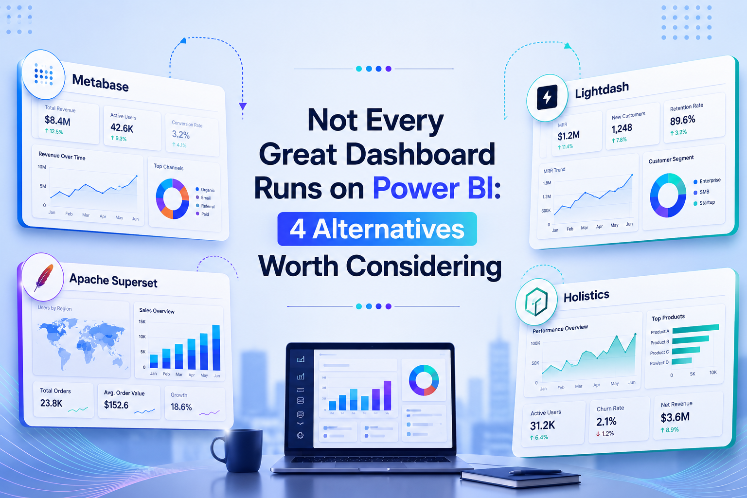 Modern analytics dashboards featuring Power BI alternatives.