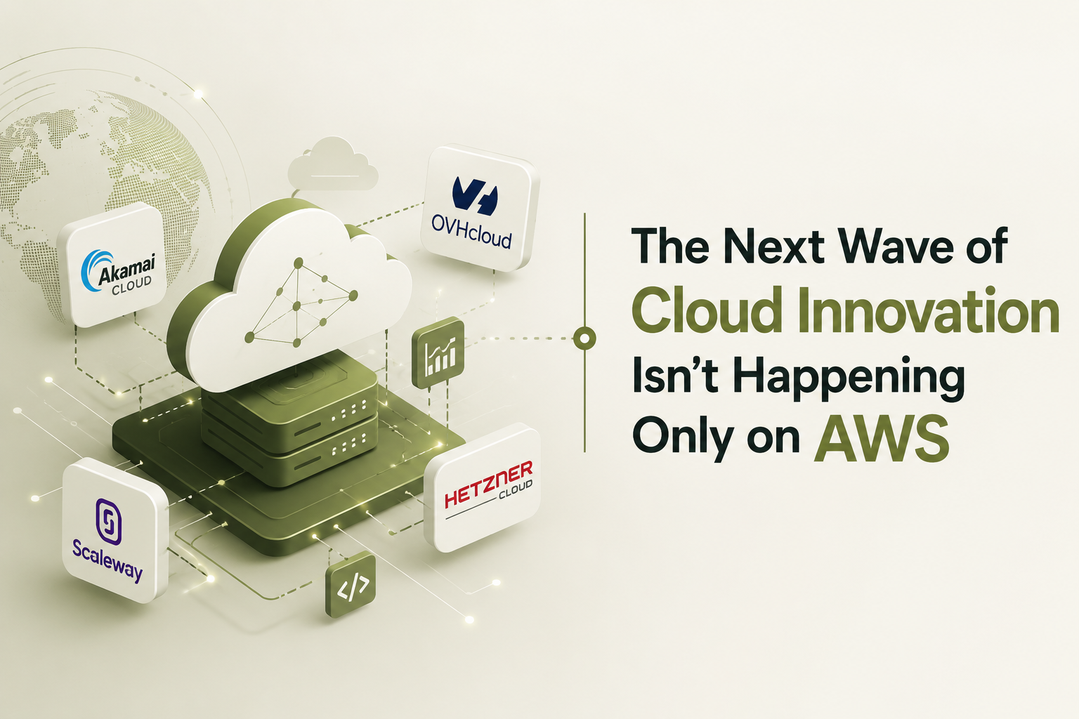 Cloud innovation illustration featuring alternative enterprise cloud platforms beyond AWS.