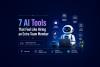 Illustration of an AI assistant robot using a laptop, showcasing seven underrated AI productivity tools that help automate emails, meetings, reporting, task management, data analysis, and customer support.