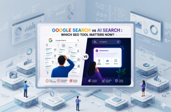 Google Search vs AI Search comparison showing traditional search results alongside AI-generated answers for modern SEO.