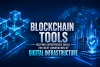 Blockchain technology illustration showing secure digital infrastructure with connected blockchain nodes.